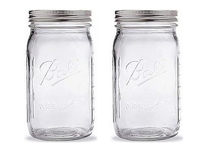 Ball Quart Jar with Silver Lid, Wide Mouth, Set of 2