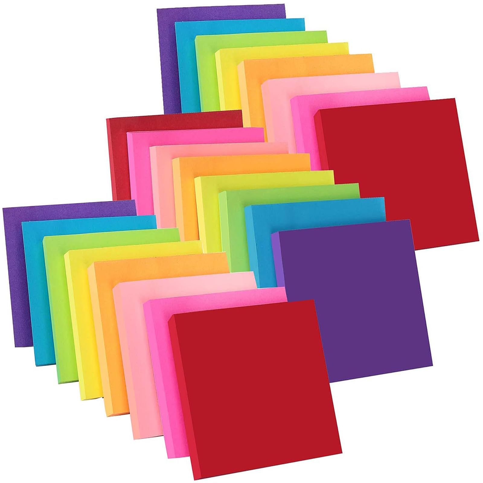 ZCZN 8 Assorted Colour Sticky Notes, 76 x 76 mm,100 Sheets/Pad Self-Sticky Notes,24 Pads