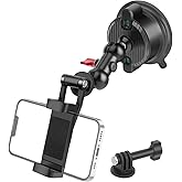 Mechrig Suction Cup Car Phone Mount, Double-Layer Suction Cup Camera Mount Car Phone Holder with 360° Ball Head Magic Arm, Windshield Window Car Mount for iPhone/Smartphone/DSLR/Action Camera (SY020)