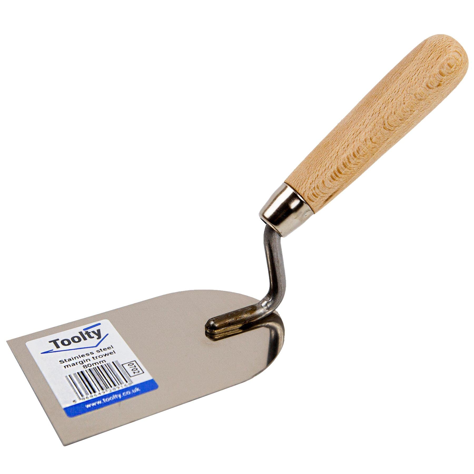 Toolty Stainless Steel Stucco Trowel, Plastering Trowel - 80mm - for Brickwork and Plastering - Wooden Handle - DIY - TLTY-0702 โ image 1