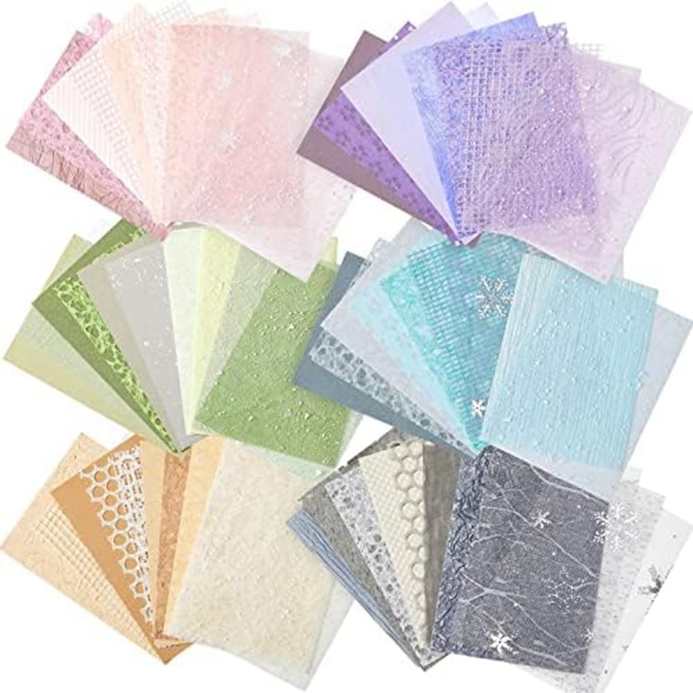Nvanvmm 60Sheets Scrapbooking Paper Embossed Paper for Scrapbooking Journaling Craft Art Card Making