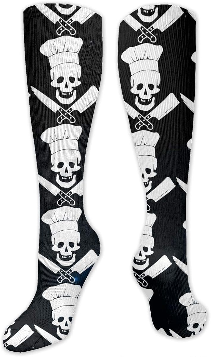 Lsjuee Chef Cooking Skull Unisex Comfortable Casual Knee High Tube Sock