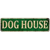 KIOZIY Dog House 4"x16" Metal Sign, Rustic, Pets, Game Room