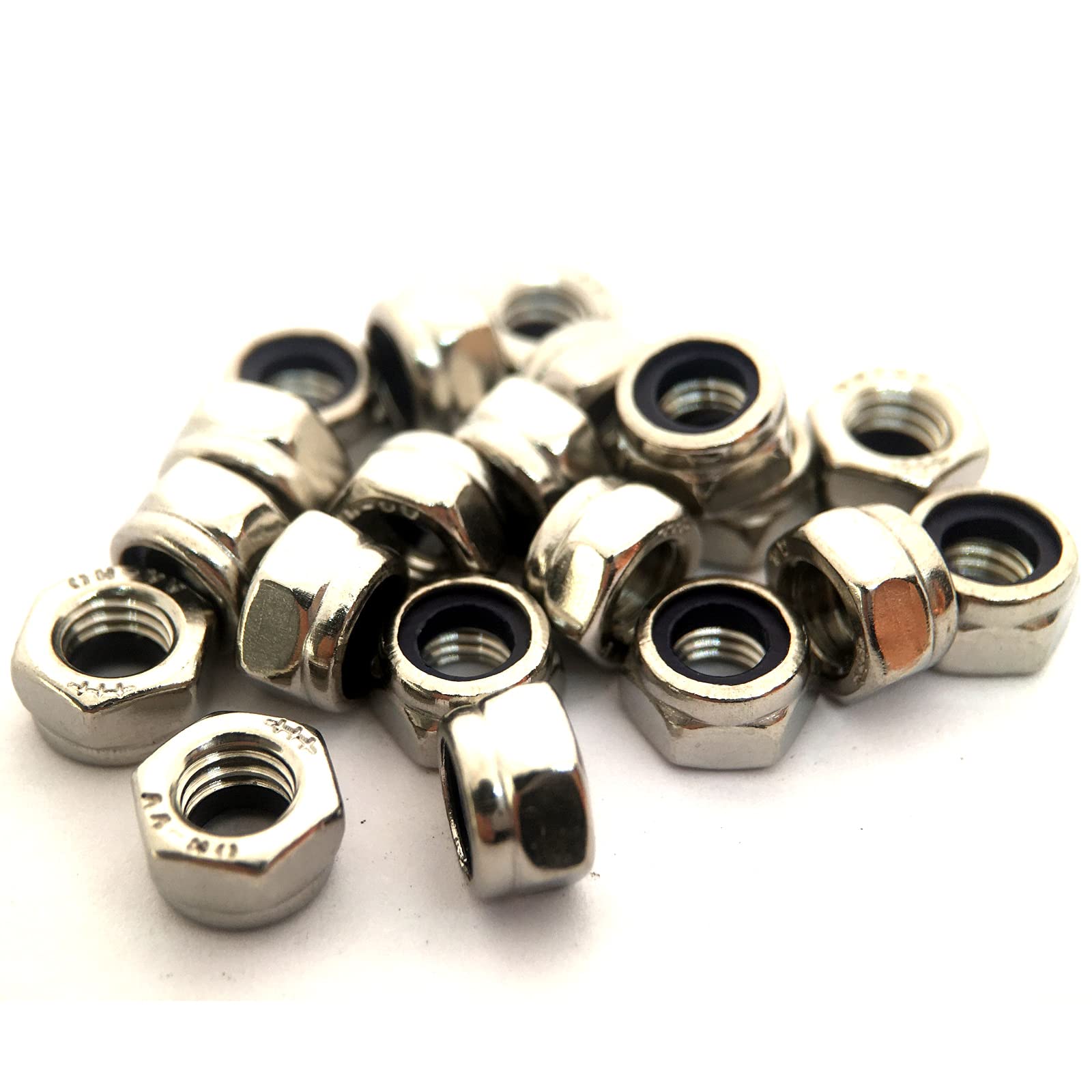 M5 Nylon Locking Nut DIN985 Type T, A4 (316) Stainless Steel (Pack of 20)