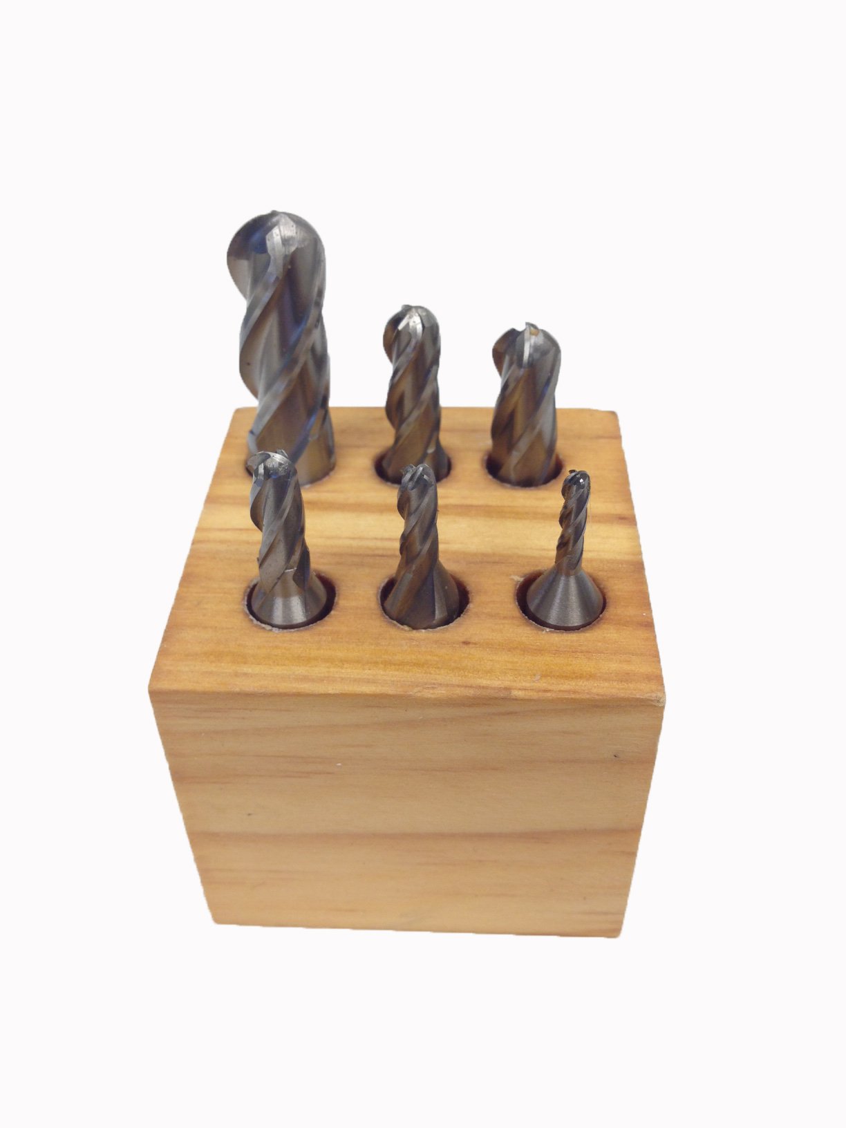 HHIP 80010007 6 Piece High Speed Steel M2 Ball Nose End Mill Set, 4