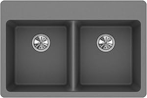 Elkay Quartz Classic ELG3322GS0 Greystone Equal Double Bowl Top Mount Sink