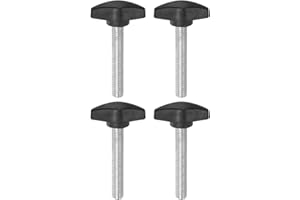 HARFINGTON 4pcs Tee Wing Thumb Screws M8 x 45mm Standard Male Thread Plastic T Handles Hand Clamping Knobs Grip Thumbscrew, Black
