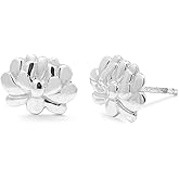 Boma Jewelry Sterling Silver Spiritual Lotus Flower Blossom Stud Earrings