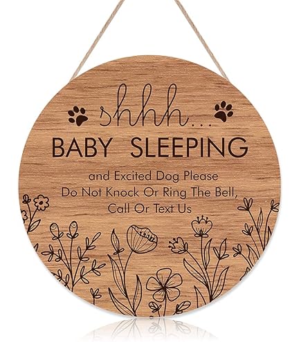 Baby Sleeping Door Sign - 12 Inch Wood Hanging Sign, 'Do Not Disturb' For Nursery, New Parent Gift - View #6