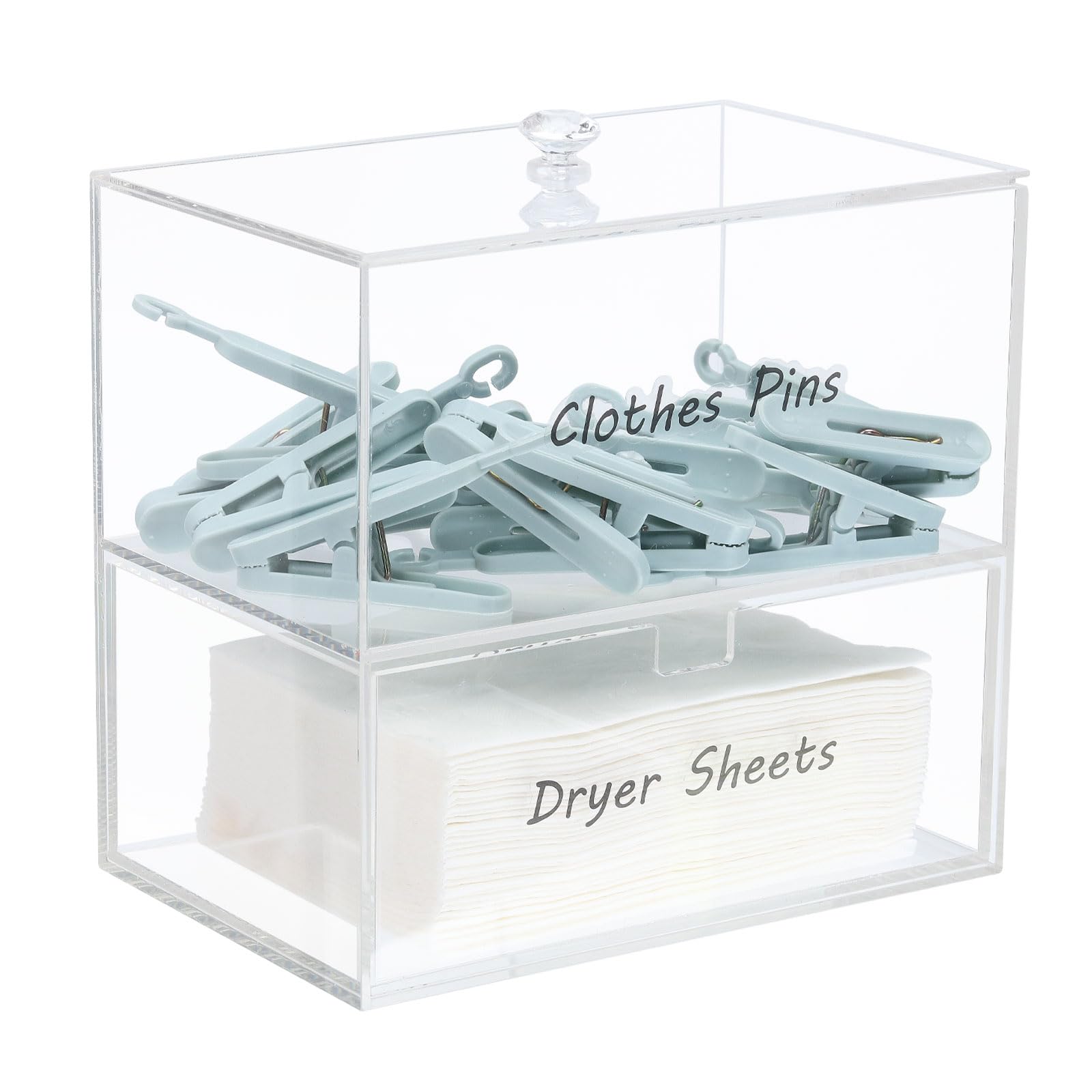 CHGCRAFT Acrylic Dryer Sheet Container Box Dryer Sheet Holder Clear Cosmetic Organizer Box Dryer Balls Clothes Pins Laundry Pods Display Stand for Laundry Room, 4.5x7inch