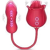 Rose Sex Toys Dildo Vibrator - 3in1 Adult Toys Sex Stimulator for Women with 9 Tongue Licking & Thrusting Dildo G Spot Vibrat
