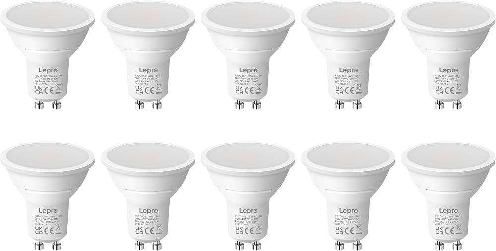 Lepro GU10 LED Bulbs 2700K 4.5W 345lm 100° Wide Beam Pack of 10