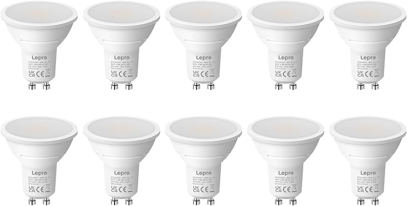 Lepro GU10 LED Bulbs 2700K 4.5W 345lm 100° Wide Beam Pack of 10