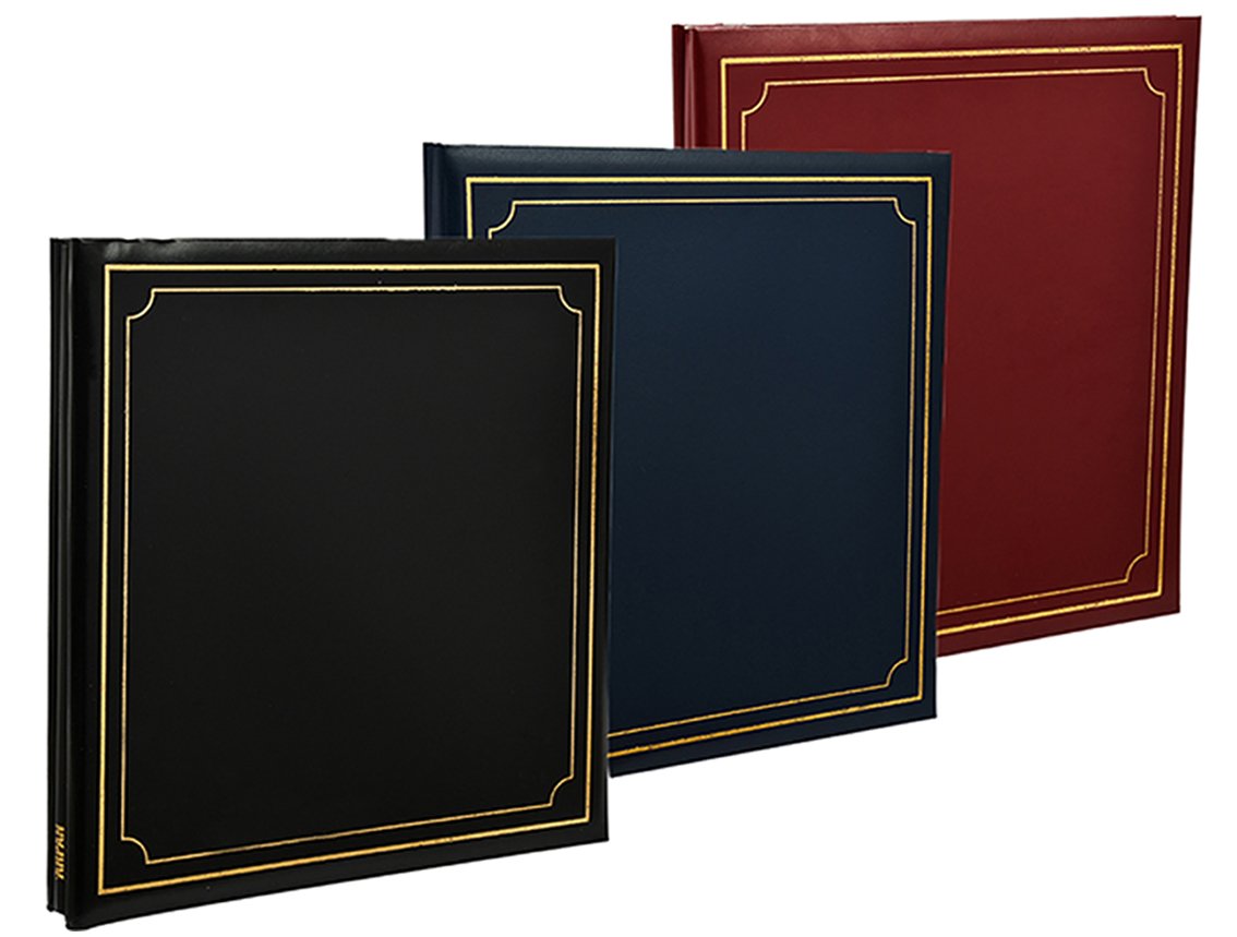 Arpan 3 x Extra - Large 32x26cm Self Adhesive Photo Album, Totaling 72/Sheets 144/Sides Padded Leather Cover Post bound (Black/Blue/Red)