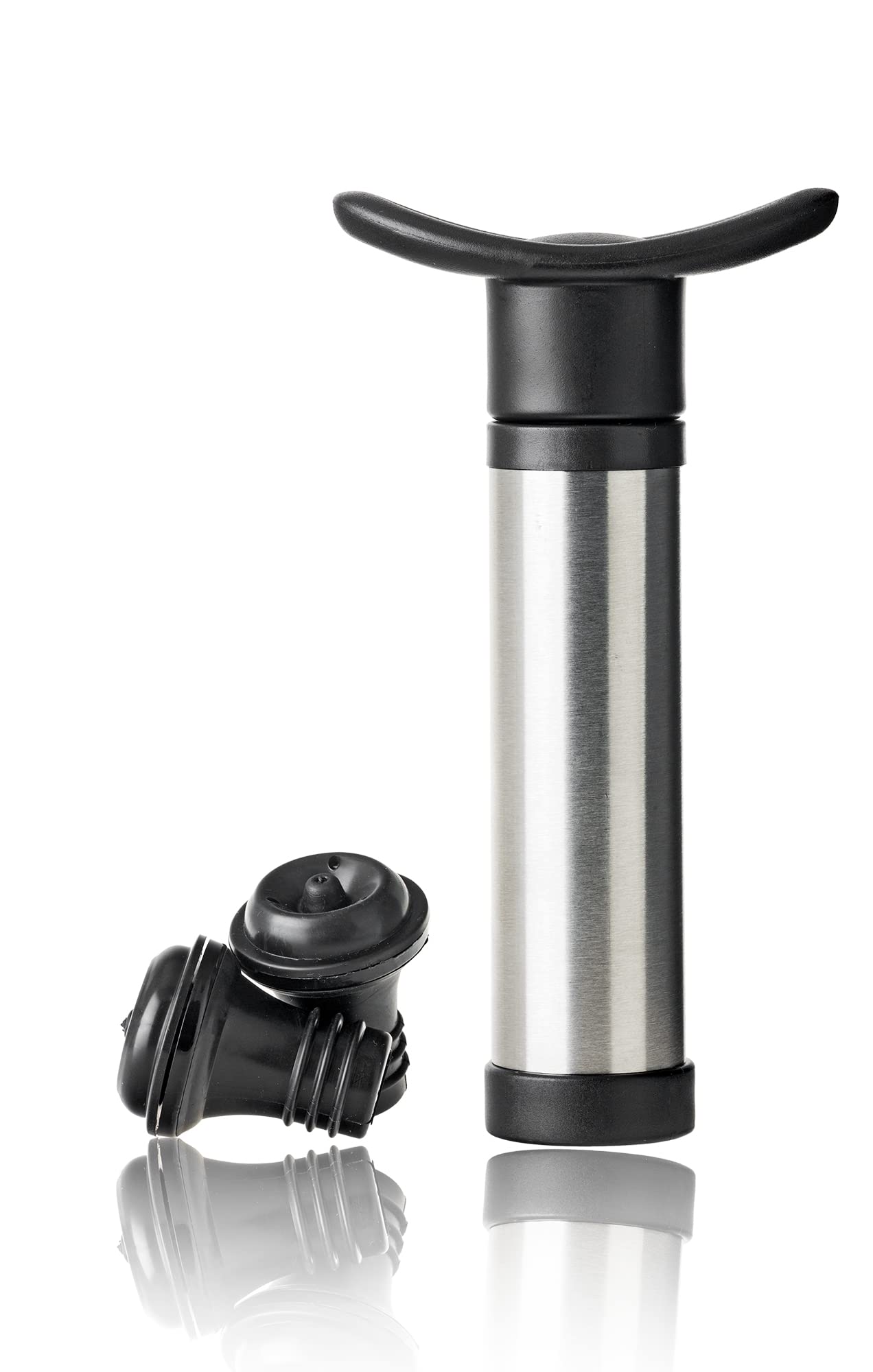 Qpractiko - Stainless Steel Wine Vacuum Pump | Flavor and Aroma Preservative | Easy Use | Includes 2 Silicone Stoppers | Silver, Stainless Steel