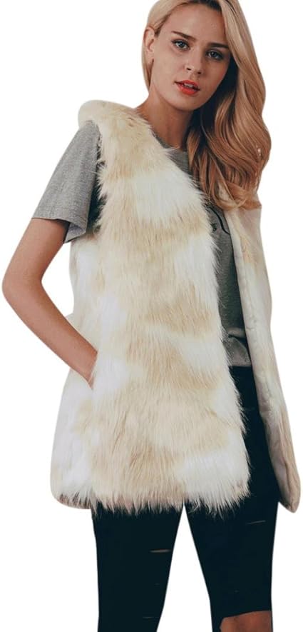fourrure sans manche beige