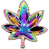 Fantasy Gifts Hemp Leaf Rainbow Iridescent Ashtray - 4.8"x6"