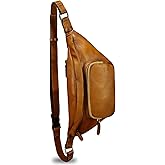 Genuine Leather Fanny Pack for Women and Men Real Leather Crossbody Sling Bag Fashion Waist Bag Chest Purse Pouch (Brown)