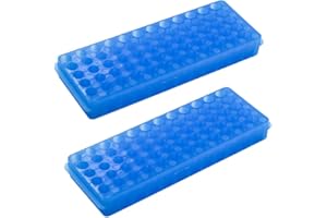 Dahszhi 2Pcs PCR Tube Rack, Double Panel Microcentrifuge Test Tube Rack Holder for 0.5ml 1.5ml 2ml Test Tube, 60-Well, Blue