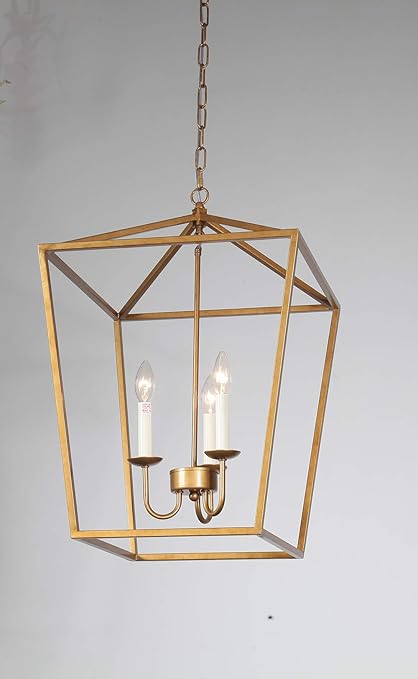 Foyer Lantern Pendant Light Fixture Dst Antique Brass Iron Cage