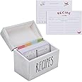 Farmhouse White Recipe Box with Cards and Dividers - Vintage Recipe Card Box with 100 4x6 Recipe Cards 12 Dividers Plus Conversion Chart - Gift for Cooking,Kitchen,Wedding,Bridal Shower,Mom,Wife