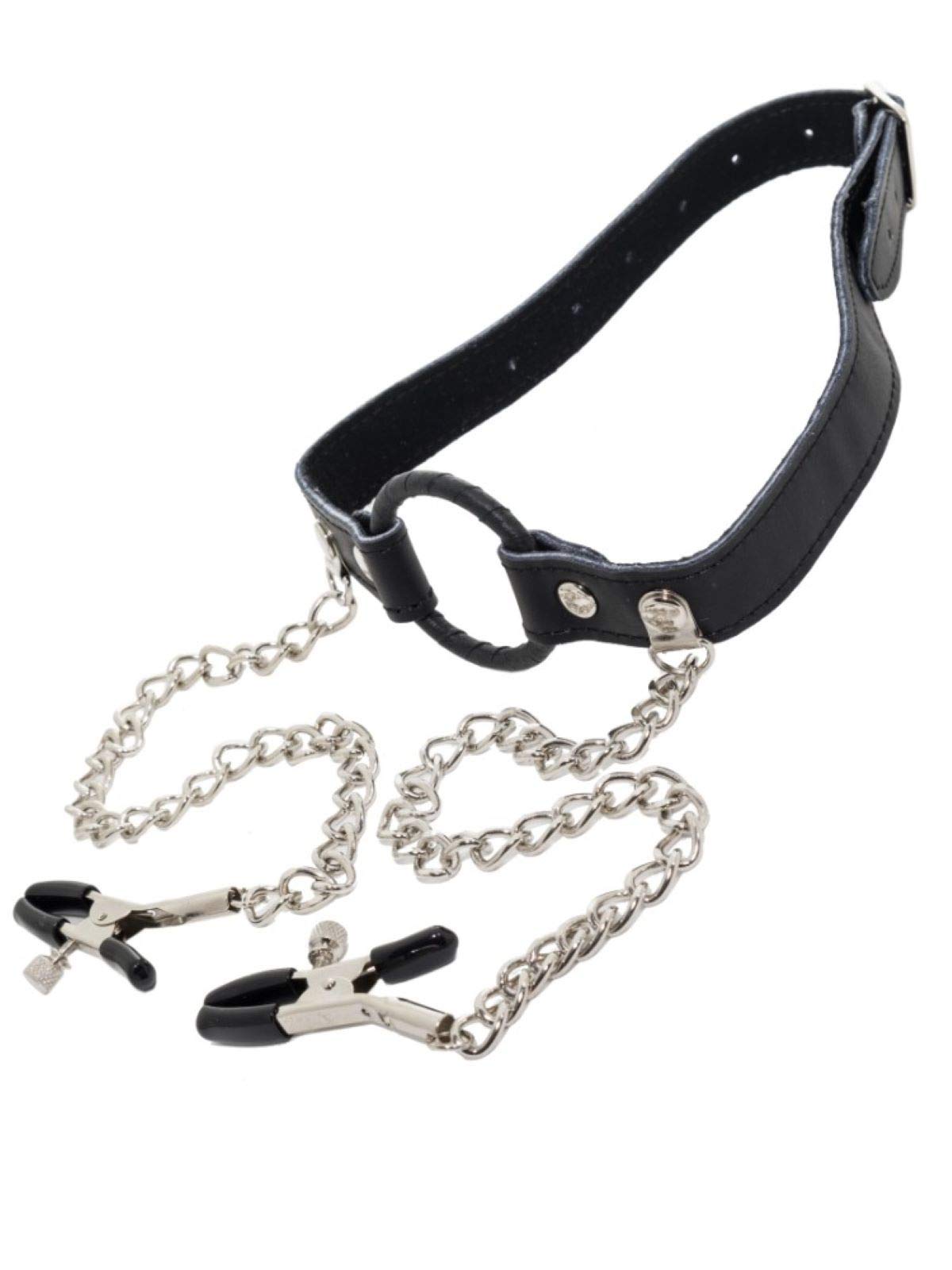 The Bondage locker Fetish and Bondage O Ring Mouth Gag with Nipple Clamps