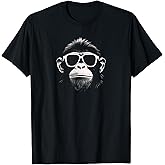 Cool Monkey With White Sunglasses Stencil Grunge Art Ape T-Shirt