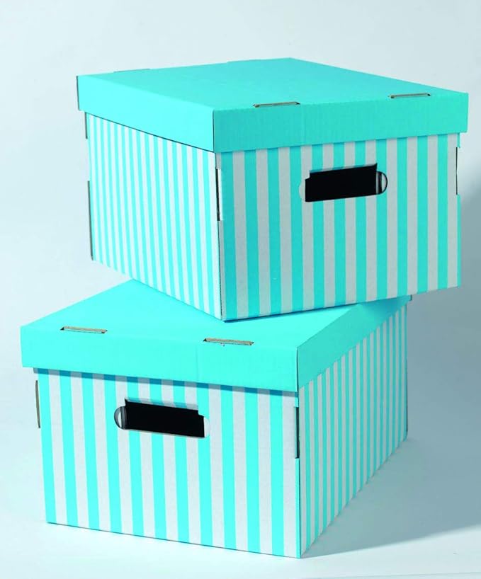 Rangement & Cie Set 2 Cajas DE Carton, Azul Turquesa: Amazon.es: Hogar
