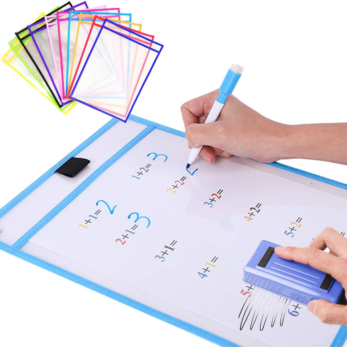 Dry Erase Pockets Sheet Protectors SchreibZeichenblock für Schulkinder Wiederverwendbare, große