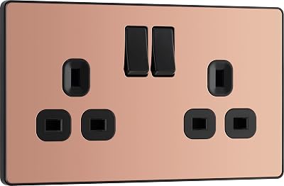 BG Electrical Evolve Double Switched Power Socket Polished Copper 13A PCDCP22B