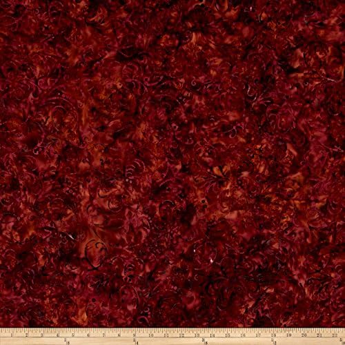 Jinny Beyer Malam Batiks III Floral Vine Maroon, Fabric by the Yard