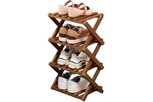 Simcat Wood Shoe Rack Foldable Shoe Organizer Shoe Storage for Small Spaces Free Standing Shelf for Entryway, Bedroom, Garage