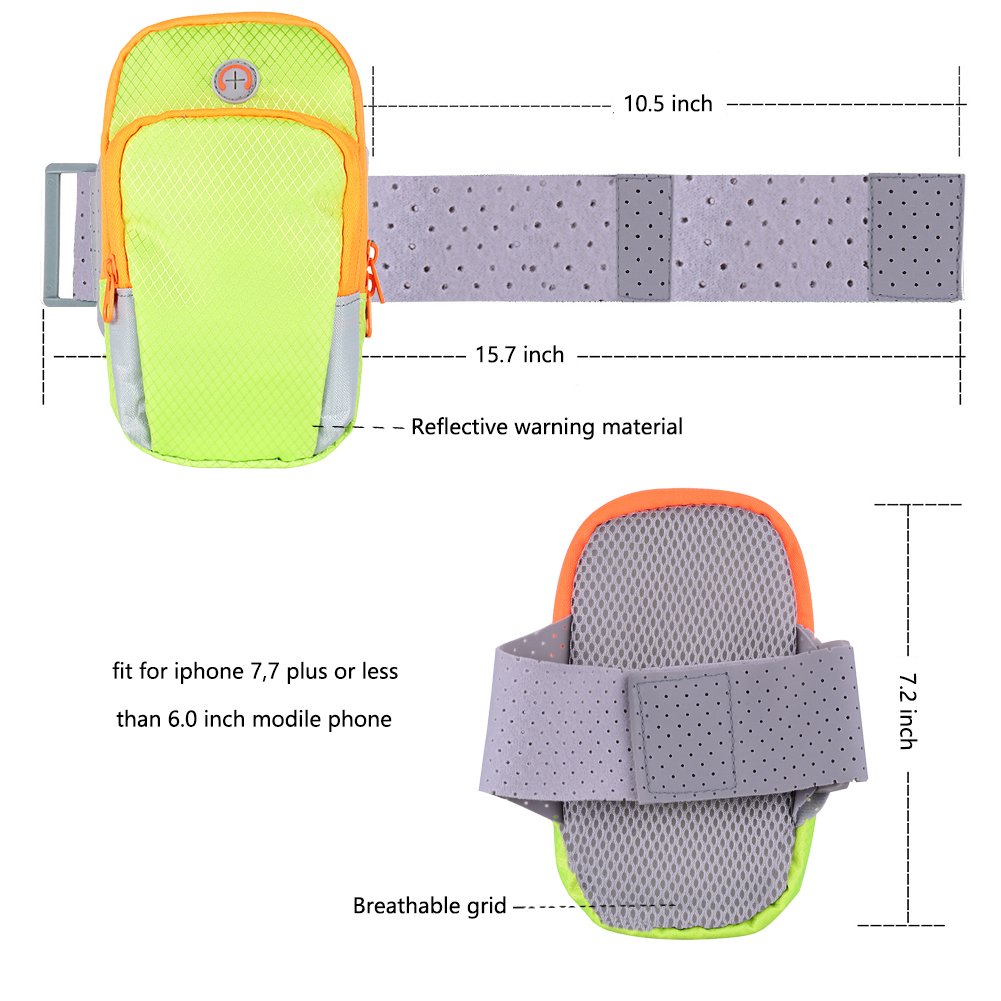 Sports Armband Arm Bag Multifunctional Sports Pocke For Men and Women Running,Cycling,Gym Exercise,Fits Up To iPhone 7/7 Plus, 6s/6s Plus, Samsung Galaxy S8/S7/S6/ Edge 6.0 Inch