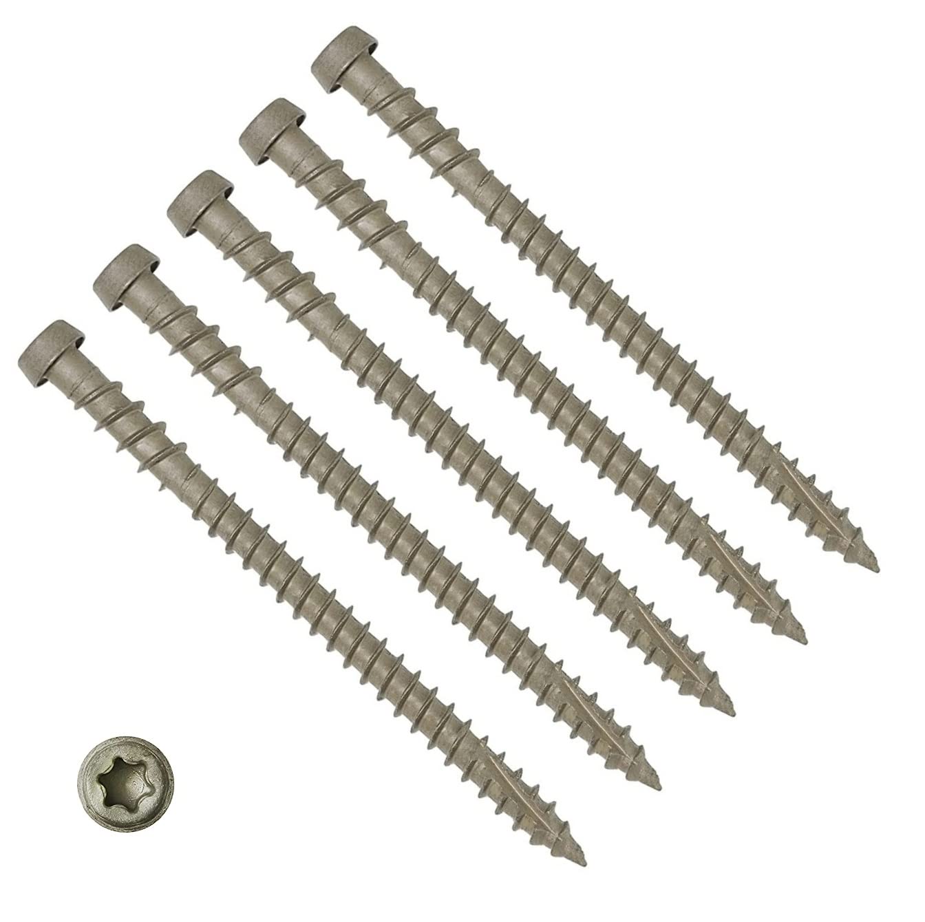 TERF® Decking Screws 5.0mm X 50mm Star Torx Reduce Pan Head Grey Finish Anti Corrosion Screws 5.0mm X 50mm For Timber Decking Fence Floorboard Hard and Softwood - Pack of 20