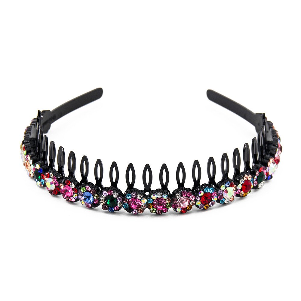 LONEEDY 2cm Wide Full Rhinestone and Crystal Teeth Comb