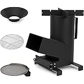 ONLYFIRE GRILLS 3-in-1 Camp Rocket Stove with 14.5" Cooking Grate, 18" Griddle and Cooktop, Portable Wood Burning Camping Sto
