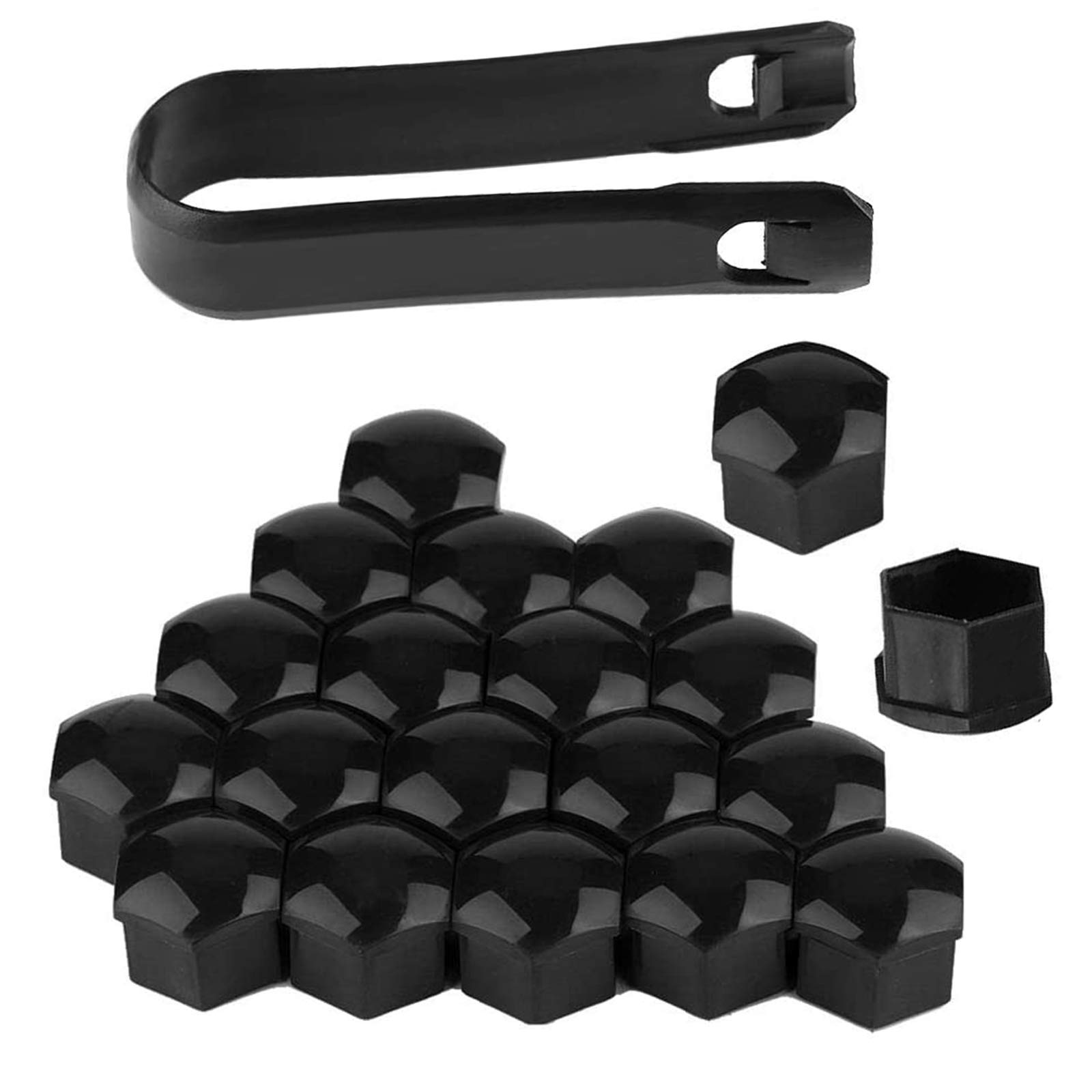 Amacoam Wheel Nut Covers 19mm 20 Pieces Car Wheel Nut Covers Black Wheel Nut Caps Wheel Screw Caps Bolt Covers Universal Tire Nut Covers with Removal Tool for Cars