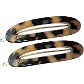 French Amie Oval Loop Small Hair Clip - Celluloid Handmade Snap Tige Boule Side Slide Hair Barrette for Women and Girls (White Tokyo)