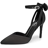 Trary Heels for Women Closed Pointed Toe Heels Women's Pumps Stiletto High Shoes with Bow Knot Comfortable Ankle Strap Office Party Wedding Dress Shoes 3.74" Heel