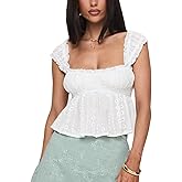 Women Babydoll Top Teen Girl Lace Trim Ruched Ruffle Shirt Fairy Short Sleeve Tees Y2k Going Out Streetwear