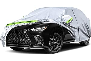 SPORTULI Waterproof Car Covers Replace for 2014-2025 Lexus NX300 NX 350 F Sport, 6 Layers Silver All Weather Custom-fit Car Cover with Zipper Door & Windproof Bands for Snow Rain Dust Hail Protection