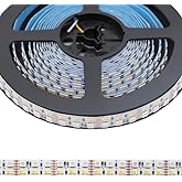 DC12V RGB CCT Color Changing LED Strip Light, 5050 RGB 2835 Warm White Daylight White Double Row Super Bright RGBWW Non-Waterproof Flexible LED Tape Light(DC12V 5meter/16.4ft)