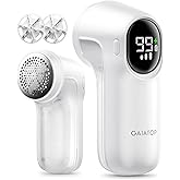 Gaiatop Rechargeable Fabric Shaver, 3-Speeds Electric Lint Remover Shaver with LED Display, 6 Leaf Blade, Sweater Depiller fo