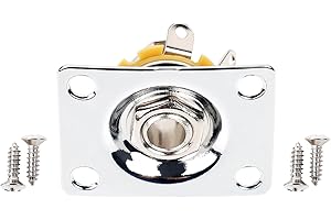 Banworks Rectangular Metal 6.35mm (1/4") Output Jack Plate Curved Base Bottom Input Jack Socket For Epiphone EPI LP Les Paul Electric Guitar Parts Accessories JT/CK-02 Chrome