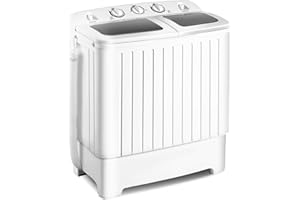 Giantex Portable Washing Machine, 20lbs Washer and Spinner Combo, Twin Tub 12lbs Wash & 8lbs Spin, Mini Compact Laundry Clothes Lavadora Portatil for Apartment Dorm RVs (White & Grey)