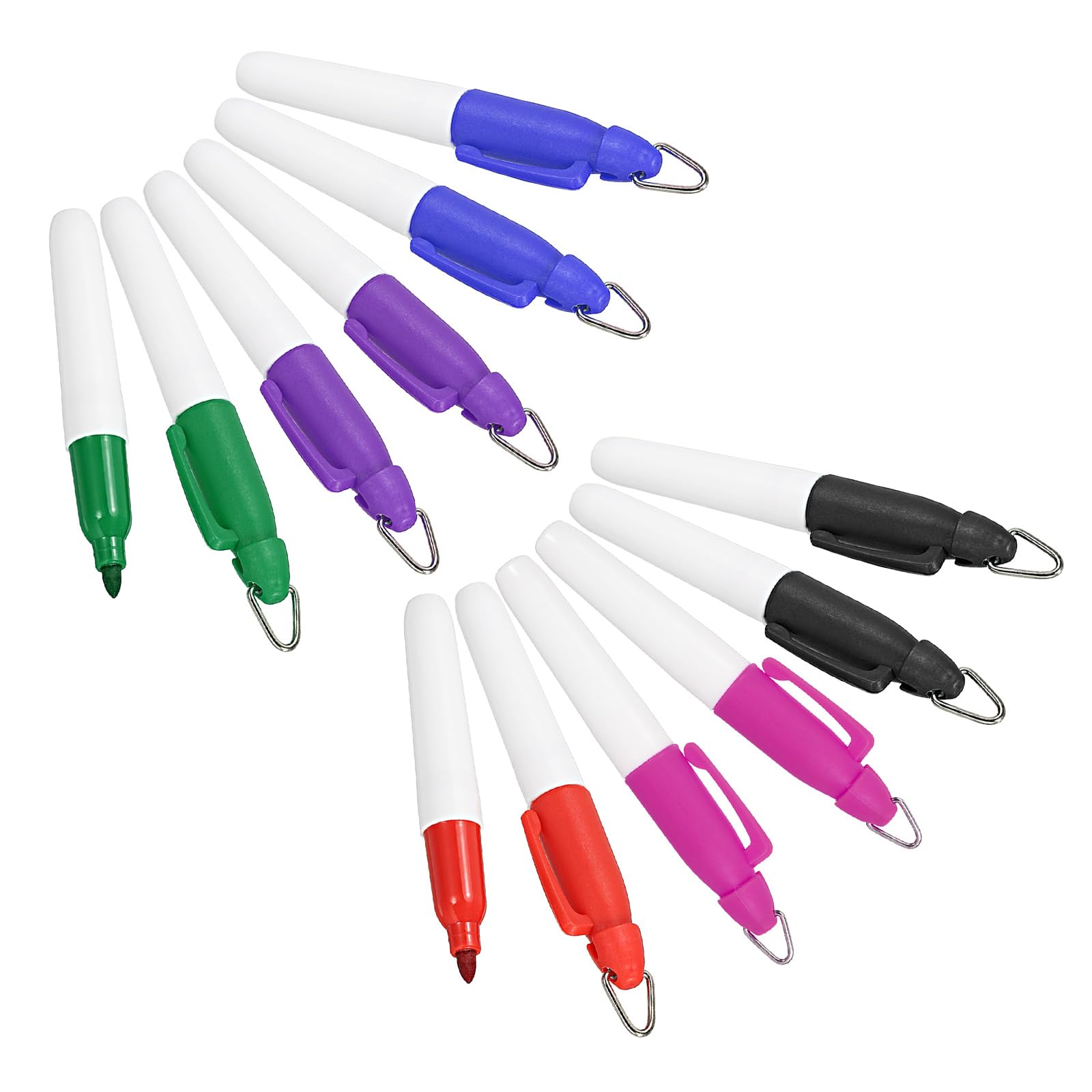 PATIKIL Mini Permanent Markers, 12 Pack Golf Ball Marker Pens with Keychain Clip for Office Meeting Outdoor Activities, 6 Color