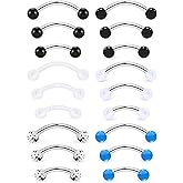 Goerhsjie 16g 6/8/10mm White/Pink/Black Eyebrow/Rook/Snug/Vertical-Labret/VCH/Snake-Eyes/Anti-Tragus/Christina/Daith/Belly-Button/Bridge/Hood/Surface Curved Barbell Piercing Jewelry for Women Men