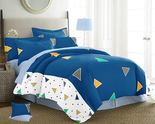 SK Handloom Udyog Cotton King Size Double Bedsheet 108x108 Inch with 2 Pillow Cover 18x27 Inch (Multicolour)
