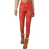sissycos Women's Christmas Halloween Crossover Leggings High Waisted Buttery Soft Printed Tights 27