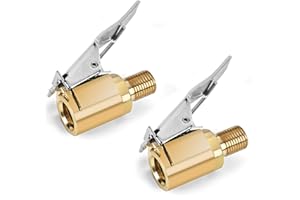 Suaika Brass Tire Inflation Hose Adapter, Locking Tire Air Chuck, Threaded Twist Connection Converts to Locking, No Leak Air Compressor Pump Clamps On Tire Chuck with Tire Valve Tire Nozzle 2pcs